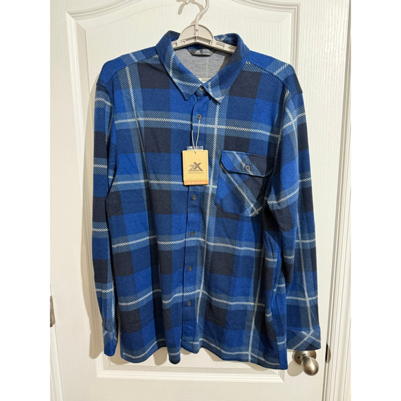 Men's Zeroxposur Blue Plaid Fleece Casual Button Down Shirt XXL NWT - Picture 1 of 7